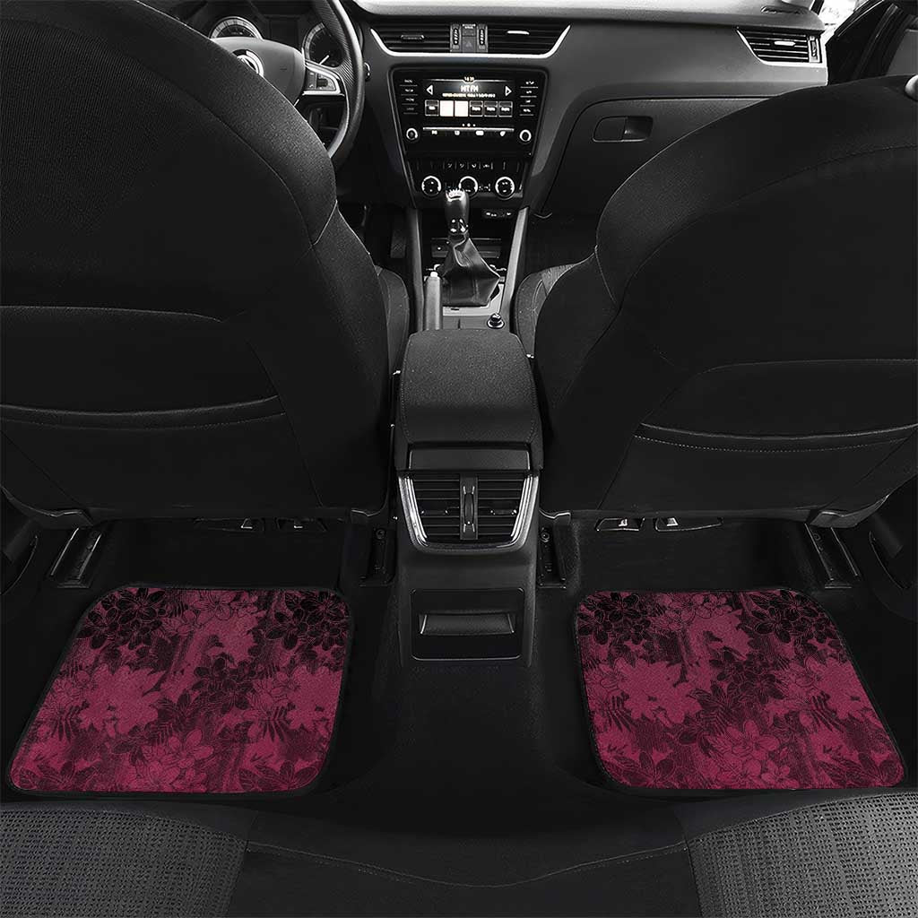 Personalised Memorial Breast Cancer Awareness Car Mats Plumeria Floral Tribal Pattern - Polynesian Pride