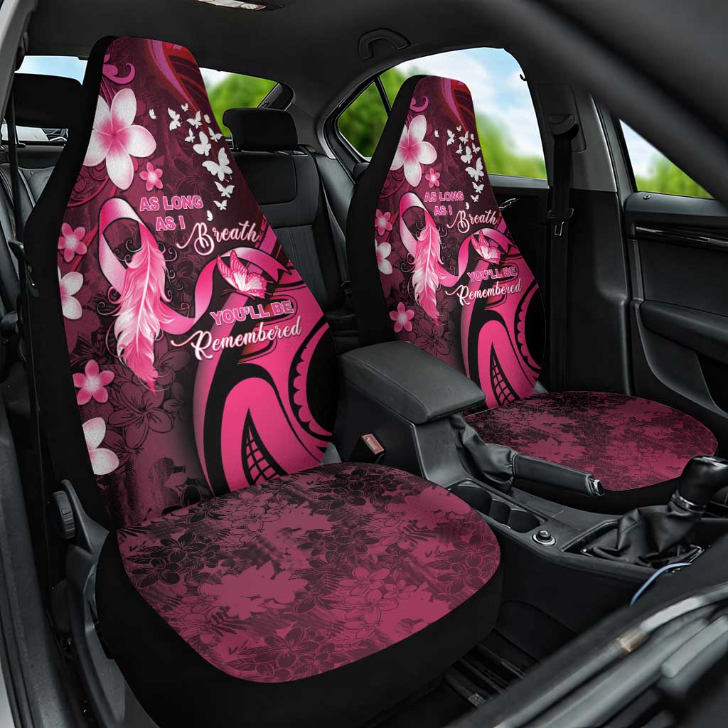 Memorial Breast Cancer Awareness Car Seat Cover Plumeria Floral Tribal Pattern - Polynesian Pride