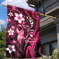Memorial Breast Cancer Awareness Garden Flag Plumeria Floral Tribal Pattern - Polynesian Pride