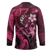 Personalised Memorial Breast Cancer Awareness Hockey Jersey Plumeria Floral Tribal Pattern - Polynesian Pride