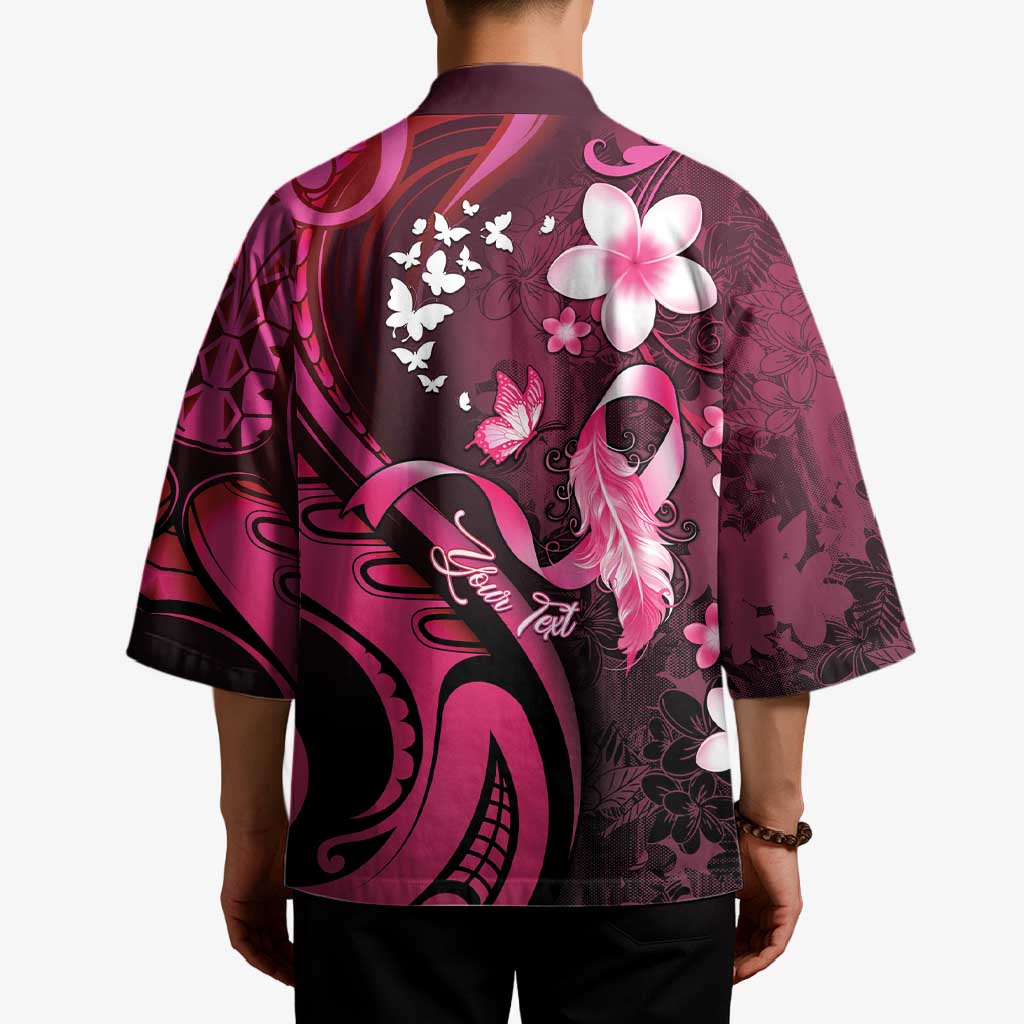 Personalised Memorial Breast Cancer Awareness Kimono Plumeria Floral Tribal Pattern - Polynesian Pride