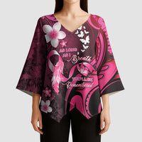Personalised Memorial Breast Cancer Awareness Kimono Sleeve Blouse Plumeria Floral Tribal Pattern - Polynesian Pride
