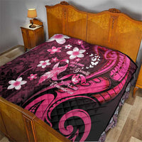 Memorial Breast Cancer Awareness Quilt Plumeria Floral Tribal Pattern - Polynesian Pride