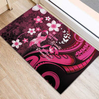 Memorial Breast Cancer Awareness Rubber Doormat Plumeria Floral Tribal Pattern - Polynesian Pride