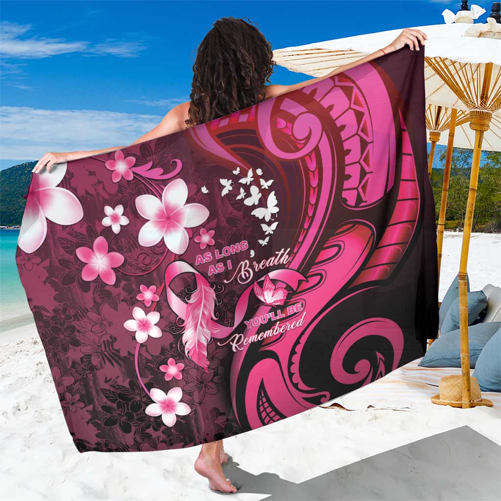 Memorial Breast Cancer Awareness Sarong Plumeria Floral Tribal Pattern - Polynesian Pride