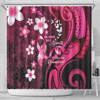 Memorial Breast Cancer Awareness Shower Curtain Plumeria Floral Tribal Pattern - Polynesian Pride