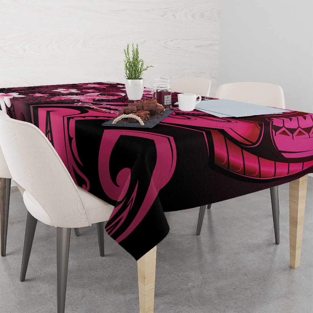 Memorial Breast Cancer Awareness Tablecloth Plumeria Floral Tribal Pattern - Polynesian Pride
