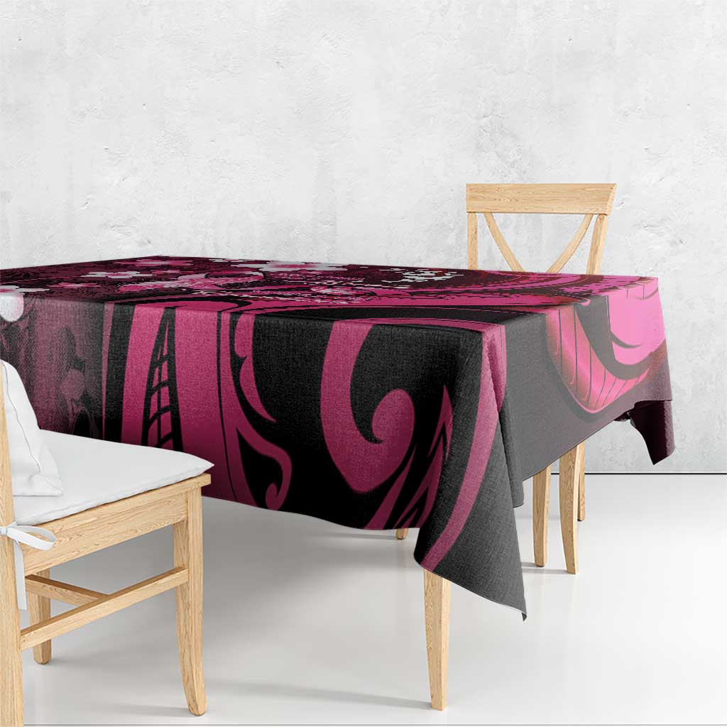 Memorial Breast Cancer Awareness Tablecloth Plumeria Floral Tribal Pattern - Polynesian Pride