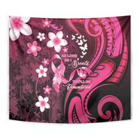 Memorial Breast Cancer Awareness Tapestry Plumeria Floral Tribal Pattern - Polynesian Pride