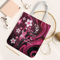 Memorial Breast Cancer Awareness Tote Bag Plumeria Floral Tribal Pattern - Polynesian Pride
