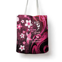 Memorial Breast Cancer Awareness Tote Bag Plumeria Floral Tribal Pattern - Polynesian Pride