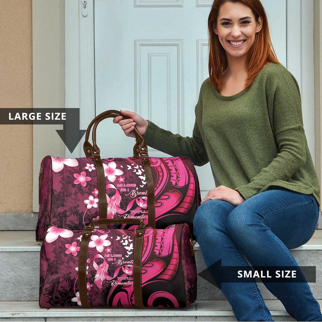 Memorial Breast Cancer Awareness Travel Bag Plumeria Floral Tribal Pattern - Polynesian Pride