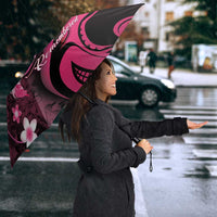 Memorial Breast Cancer Awareness Umbrella Plumeria Floral Tribal Pattern - Polynesian Pride