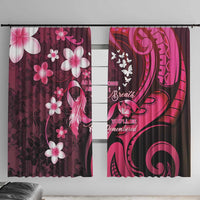 Memorial Breast Cancer Awareness Window Curtain Plumeria Floral Tribal Pattern - Polynesian Pride