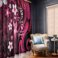 Memorial Breast Cancer Awareness Window Curtain Plumeria Floral Tribal Pattern - Polynesian Pride