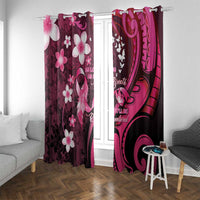 Memorial Breast Cancer Awareness Window Curtain Plumeria Floral Tribal Pattern - Polynesian Pride