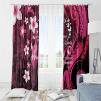 Memorial Breast Cancer Awareness Window Curtain Plumeria Floral Tribal Pattern - Polynesian Pride