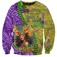 Personalised Hawaii Mardi Gras Sweatshirt Polynesian Pattern With Glitter Style LT05 Unisex Yellow - Polynesian Pride