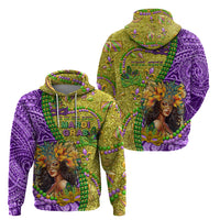 Personalised Hawaii Mardi Gras Zip Hoodie Polynesian Pattern With Glitter Style LT05 - Polynesian Pride