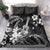 Hawaii Ukulele Bedding Set Polynesian Pattern Mix Hibiscus Black Version