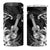 Hawaii Ukulele 4 in 1 Can Cooler Tumbler Polynesian Pattern Mix Hibiscus Black Version