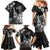 Hawaii Ukulele Family Matching Mermaid Dress and Hawaiian Shirt Polynesian Pattern Mix Hibiscus Black Version LT05