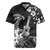 Hawaii Ukulele Rugby Jersey Polynesian Pattern Mix Hibiscus Black Version LT05