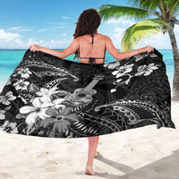 Hawaii Ukulele Sarong Polynesian Pattern Mix Hibiscus Black Version