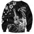 Hawaii Ukulele Sweatshirt Polynesian Pattern Mix Hibiscus Black Version LT05