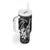 Hawaii Ukulele Tumbler With Handle Polynesian Pattern Mix Hibiscus Black Version