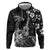 Hawaii Ukulele Zip Hoodie Polynesian Pattern Mix Hibiscus Black Version LT05