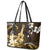 Hawaii Ukulele Leather Tote Bag Polynesian Pattern Mix Hibiscus Gold Version