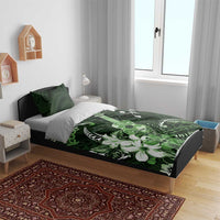 Hawaii Ukulele Bedding Set Polynesian Pattern Mix Hibiscus Green Version