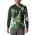 Hawaii Ukulele Button Sweatshirt Polynesian Pattern Mix Hibiscus Green Version LT05