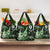 Hawaii Ukulele Grocery Bag Polynesian Pattern Mix Hibiscus Green Version