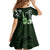 Hawaii Ukulele Kid Short Sleeve Dress Polynesian Pattern Mix Hibiscus Green Version LT05