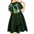 Hawaii Ukulele Kid Short Sleeve Dress Polynesian Pattern Mix Hibiscus Green Version LT05