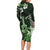 Hawaii Ukulele Long Sleeve Bodycon Dress Polynesian Pattern Mix Hibiscus Green Version LT05