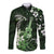 Hawaii Ukulele Long Sleeve Button Shirt Polynesian Pattern Mix Hibiscus Green Version LT05