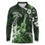 Hawaii Ukulele Long Sleeve Polo Shirt Polynesian Pattern Mix Hibiscus Green Version LT05