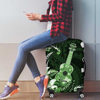 Hawaii Ukulele Luggage Cover Polynesian Pattern Mix Hibiscus Green Version