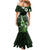 Hawaii Ukulele Mermaid Dress Polynesian Pattern Mix Hibiscus Green Version LT05