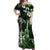 Hawaii Ukulele Off Shoulder Maxi Dress Polynesian Pattern Mix Hibiscus Green Version LT05