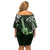 Hawaii Ukulele Off Shoulder Short Dress Polynesian Pattern Mix Hibiscus Green Version LT05