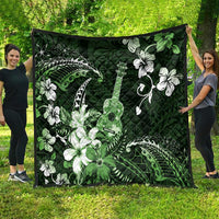 Hawaii Ukulele Quilt Polynesian Pattern Mix Hibiscus Green Version