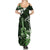 Hawaii Ukulele Summer Maxi Dress Polynesian Pattern Mix Hibiscus Green Version LT05