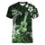 Hawaii Ukulele Women V-Neck T-Shirt Polynesian Pattern Mix Hibiscus Green Version LT05