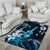 Hawaii Ukulele Area Rug Polynesian Pattern Mix Hibiscus Blue Version