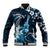 Hawaii Ukulele Baseball Jacket Polynesian Pattern Mix Hibiscus Blue Version LT05