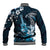 Hawaii Ukulele Baseball Jacket Polynesian Pattern Mix Hibiscus Blue Version LT05